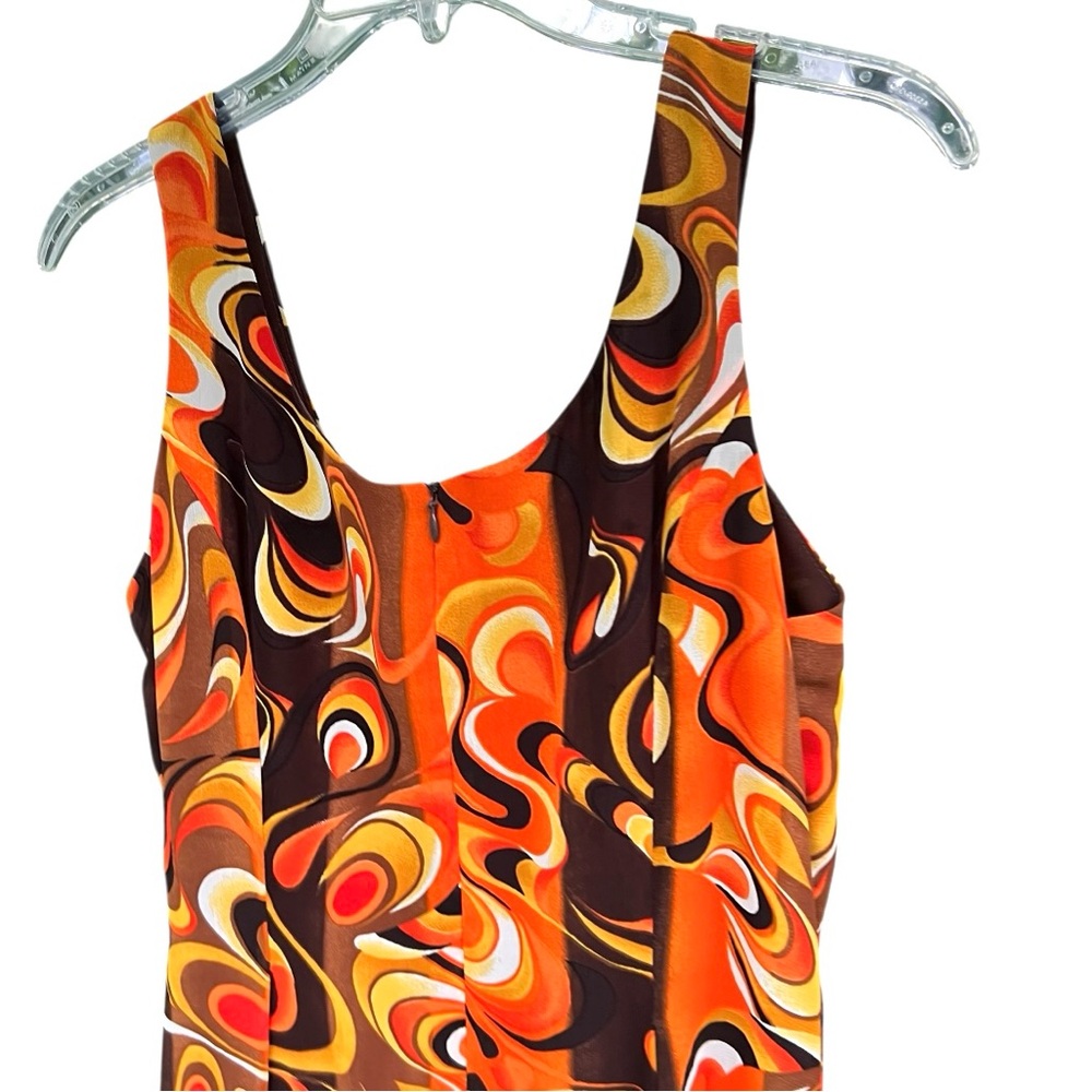 Vintage Psychedelic Orange Mini Sundress Wimsygoth Fairy Fit & Flair Artsy 90's - Picture 7 of 17